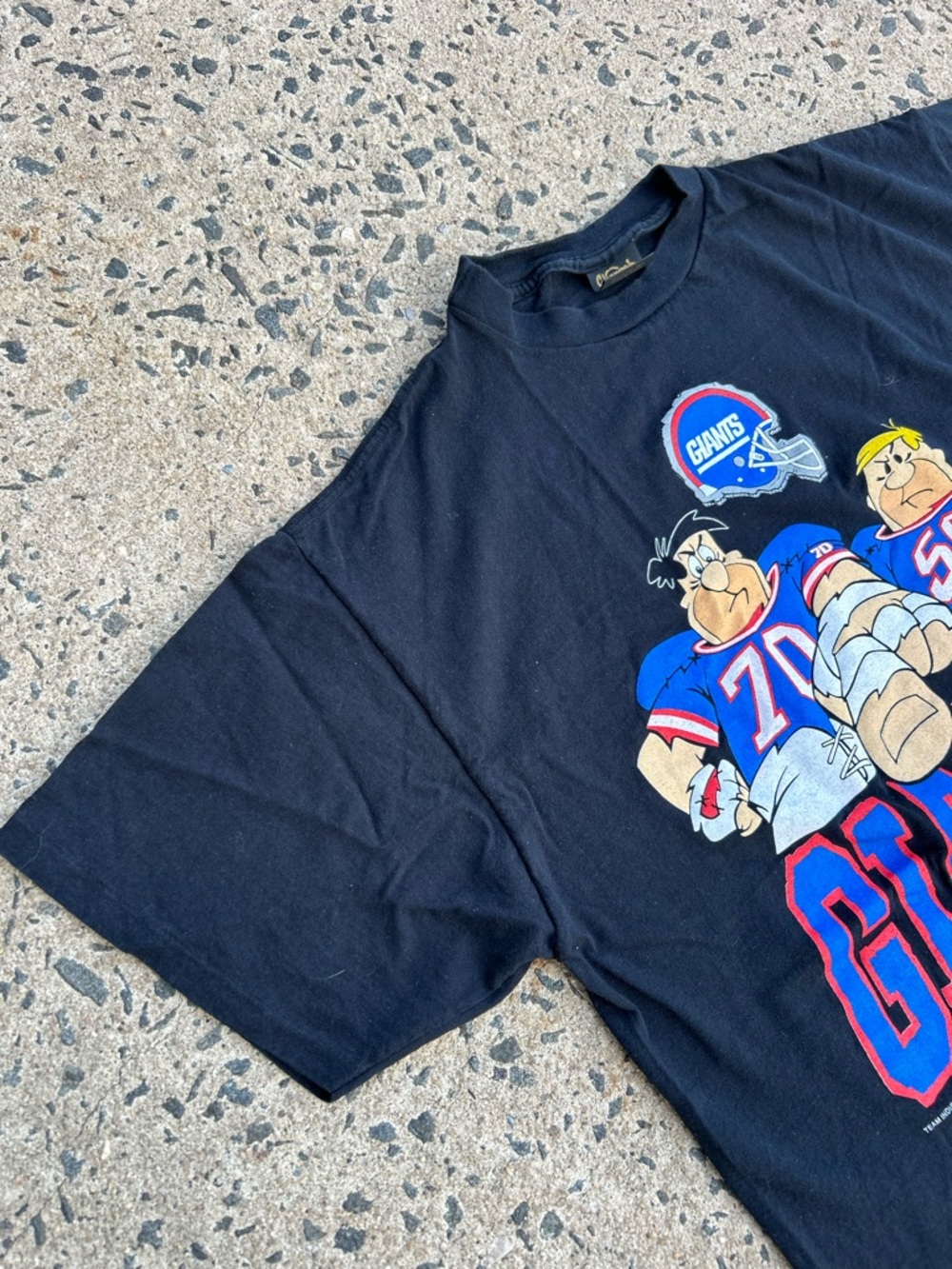 VTG RARE 1993 New York Giants NFL Flintstones Cartoon Black T shirt Men SZ XL - Picture 5 of 8